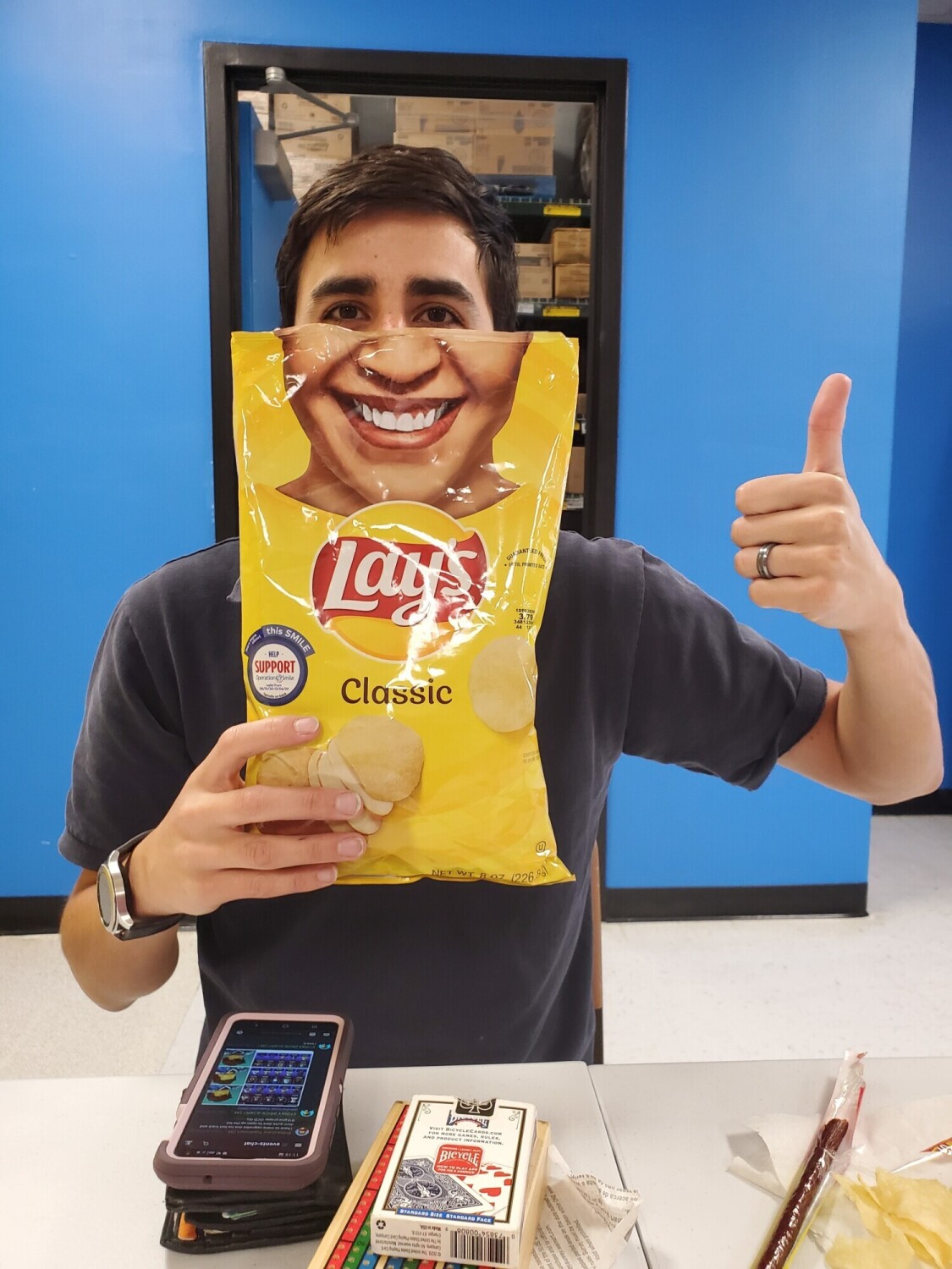 Martin and a bag of chips