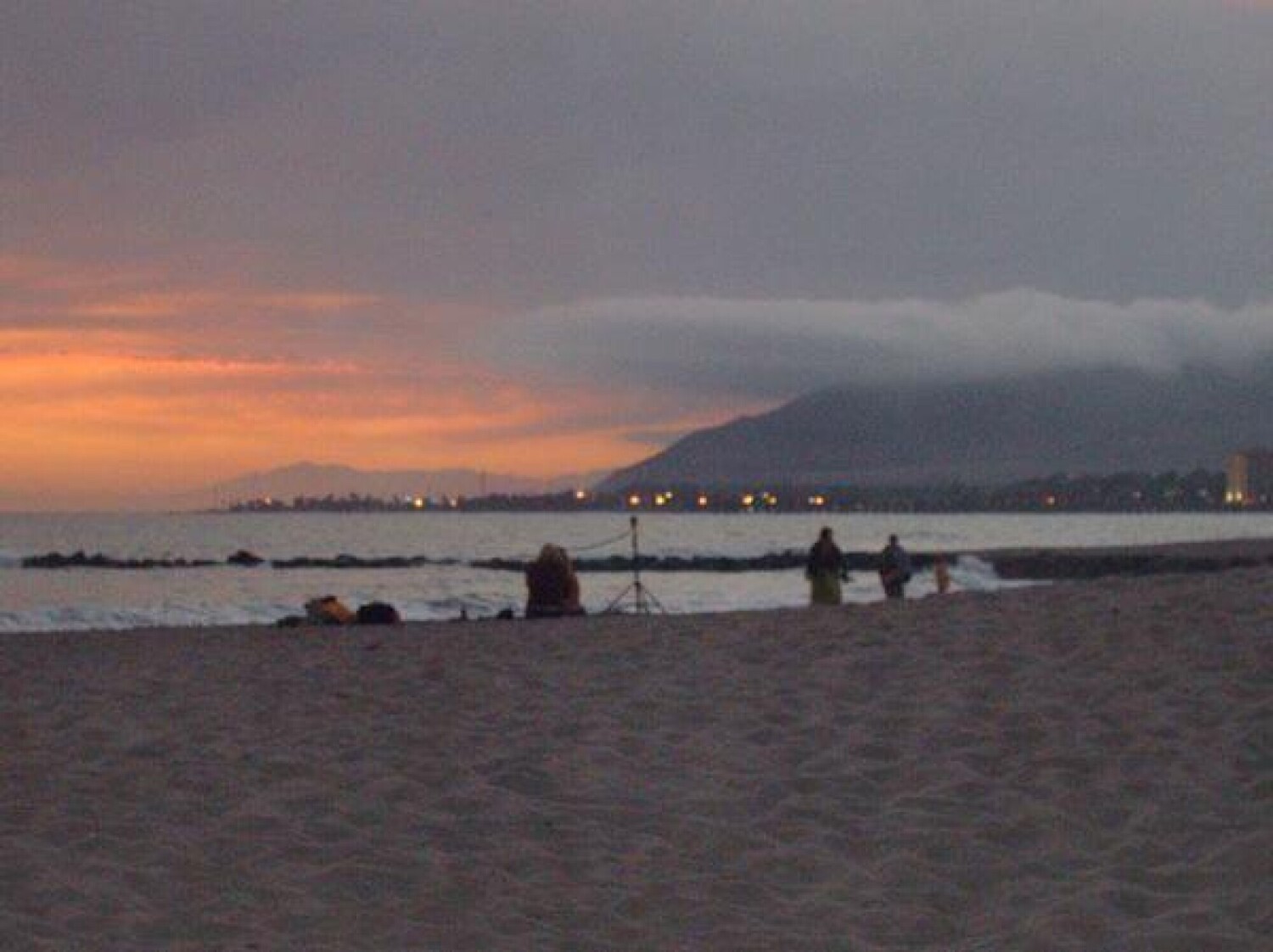 Smoky night on the beach.