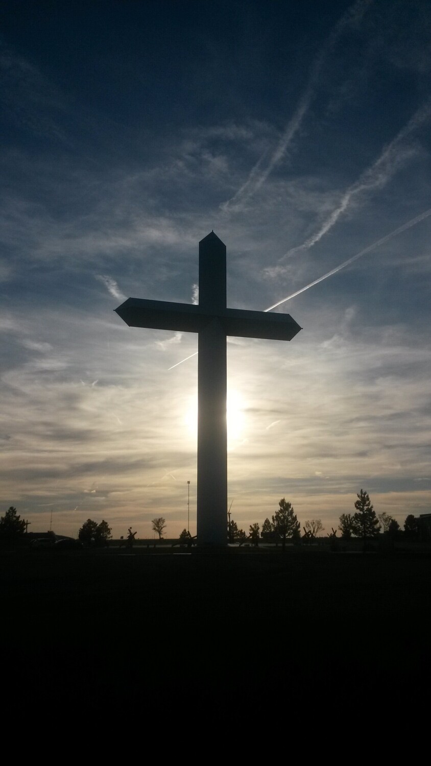 Silhouette Cross with sunset