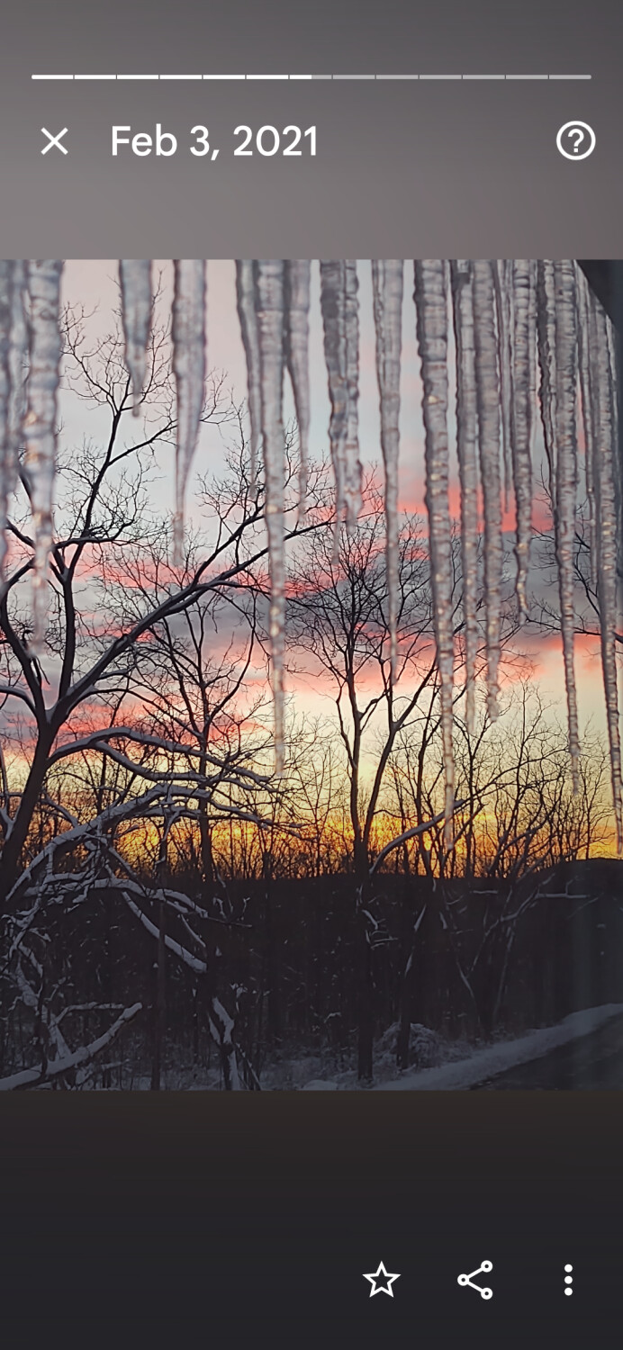 Sunset through icicles