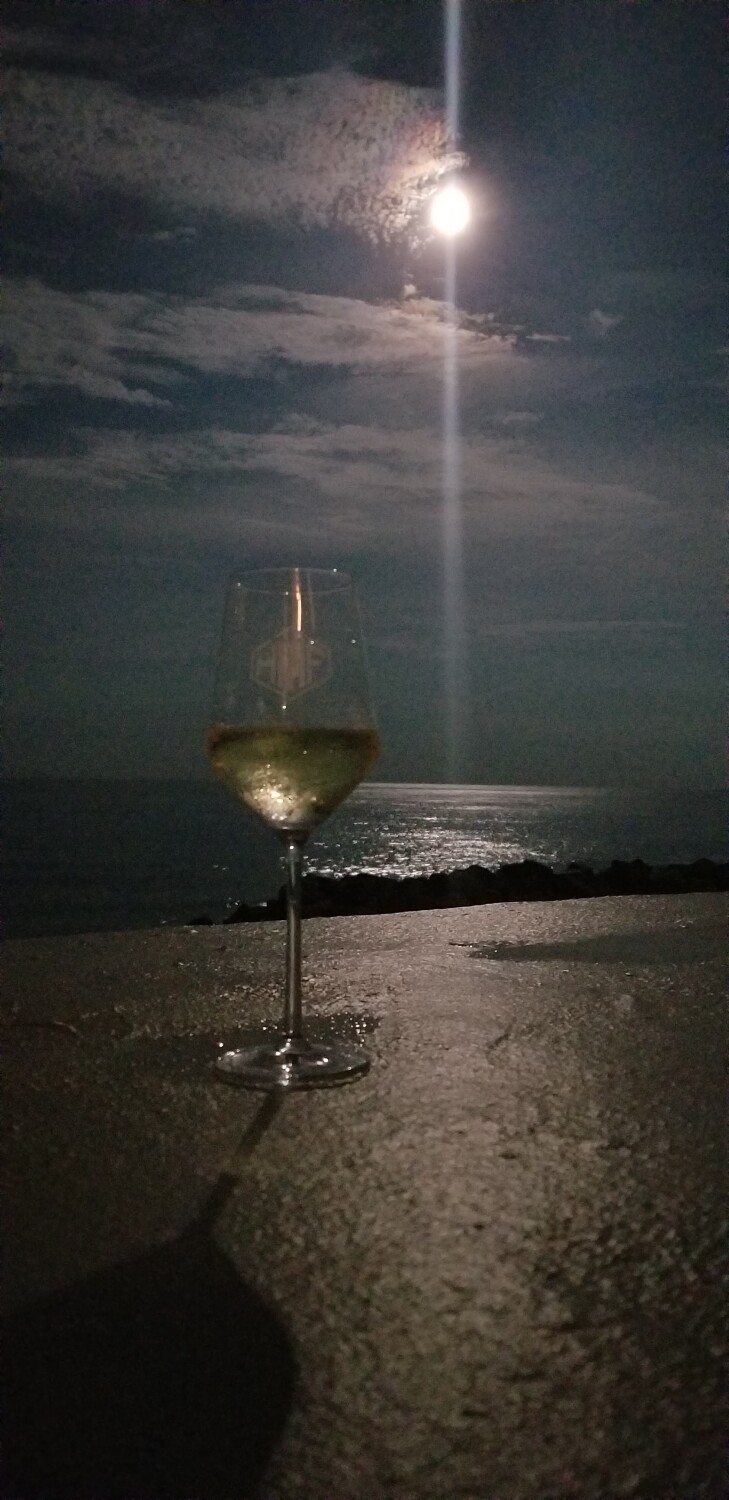 Full moon Atlantic Ocean and Wine