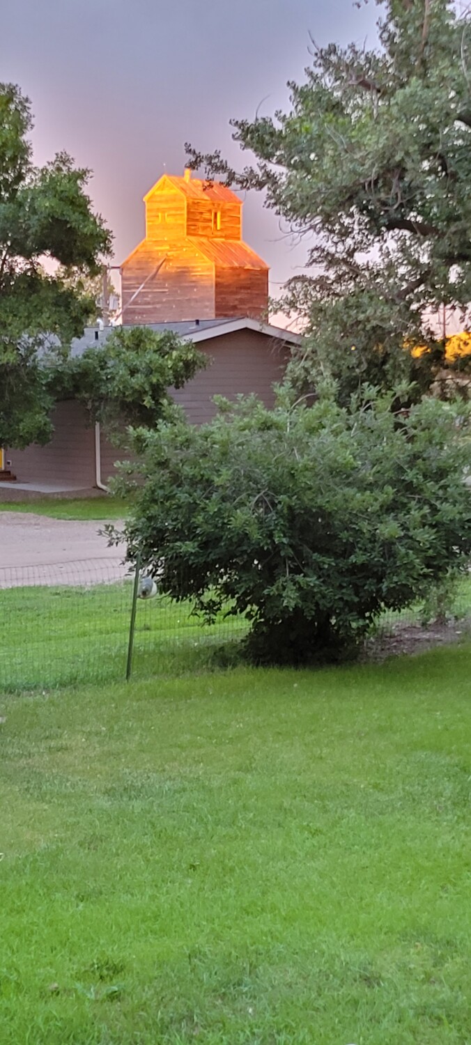 Sunset on old grain elevtor