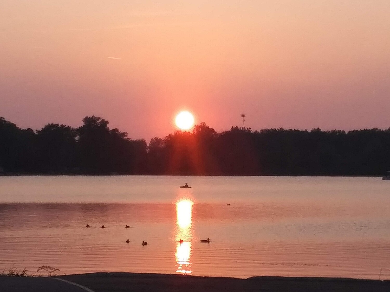 Sunset on center lake