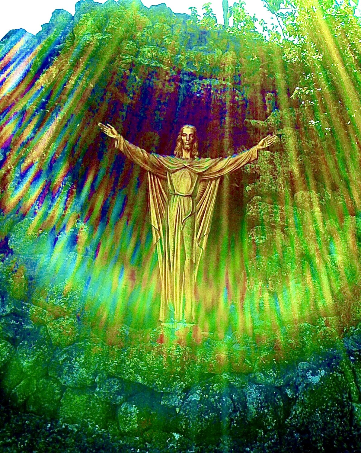 Jesus rainbow rays