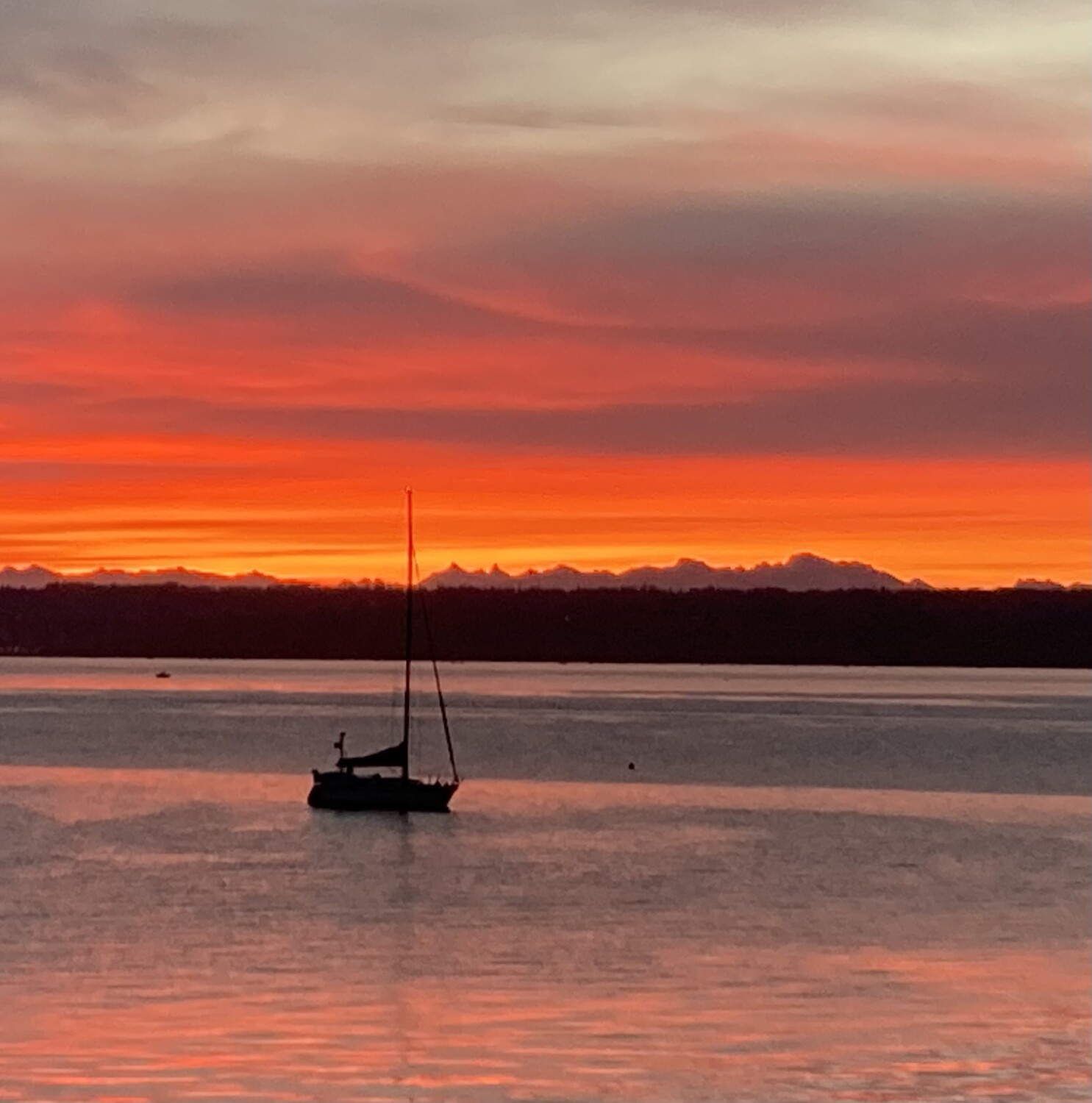 A Calm Colorful Sunrise On Puget Sound