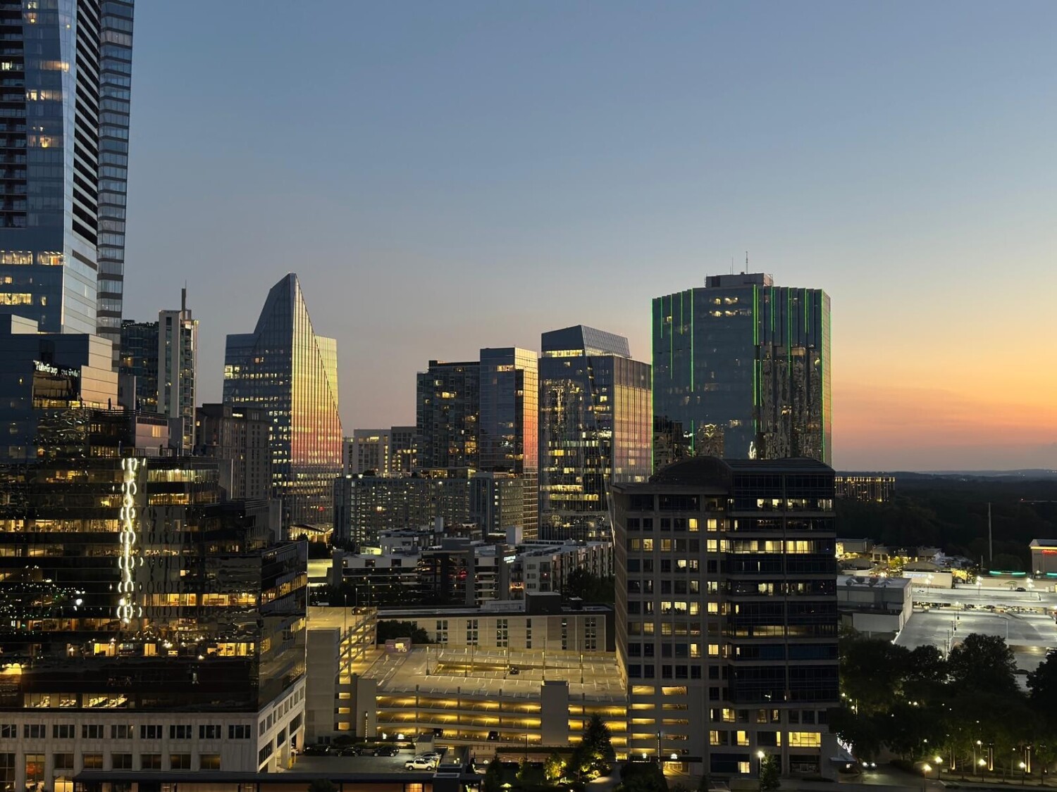 Sunset over Buckhead skyscrapers