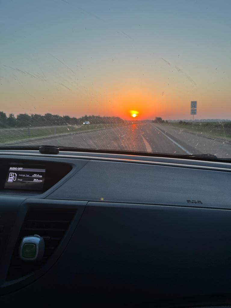 Sunrise on a road trip