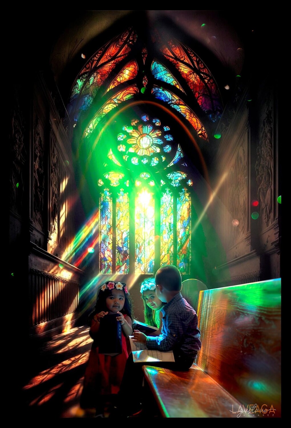 Mis nietos en la iglesia