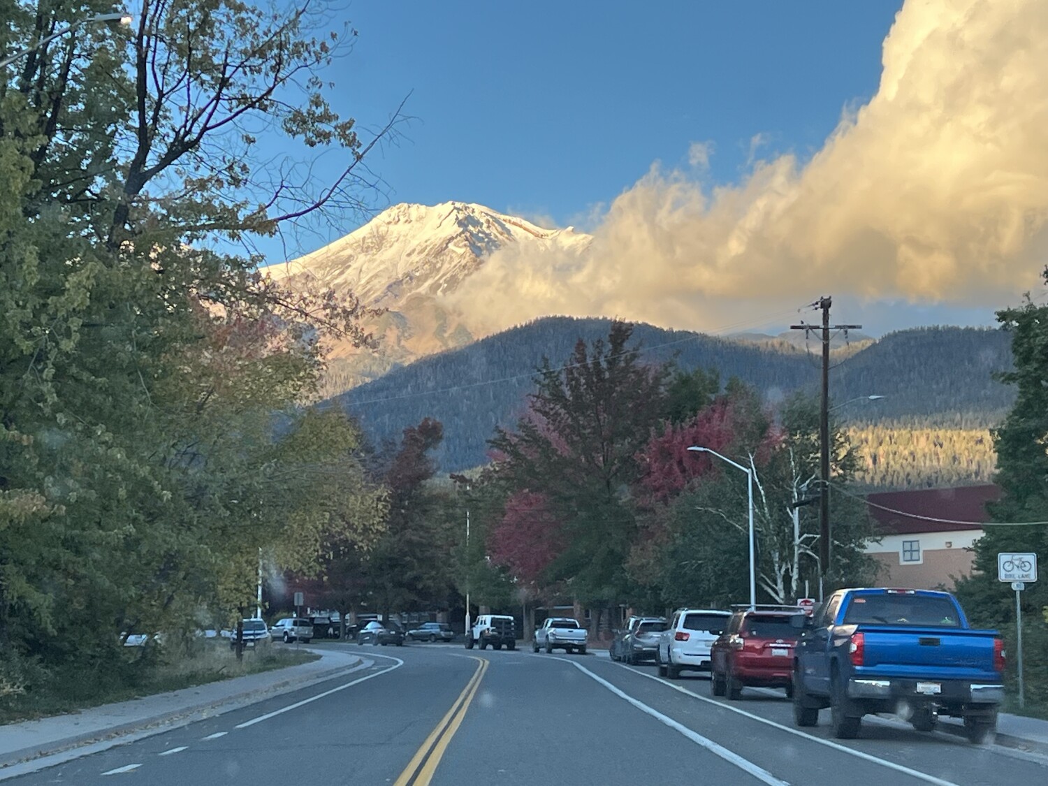 Mount shasta under autumns light.