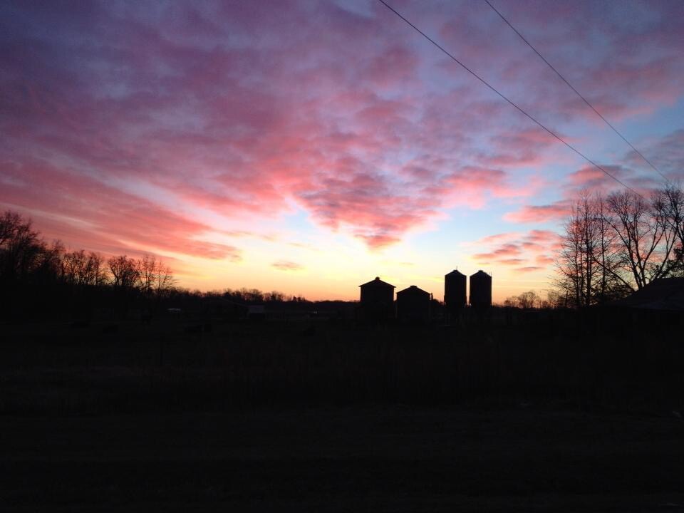 Sunrise over the farm