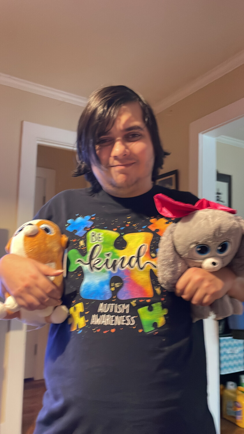 Jacob loves his plushies.