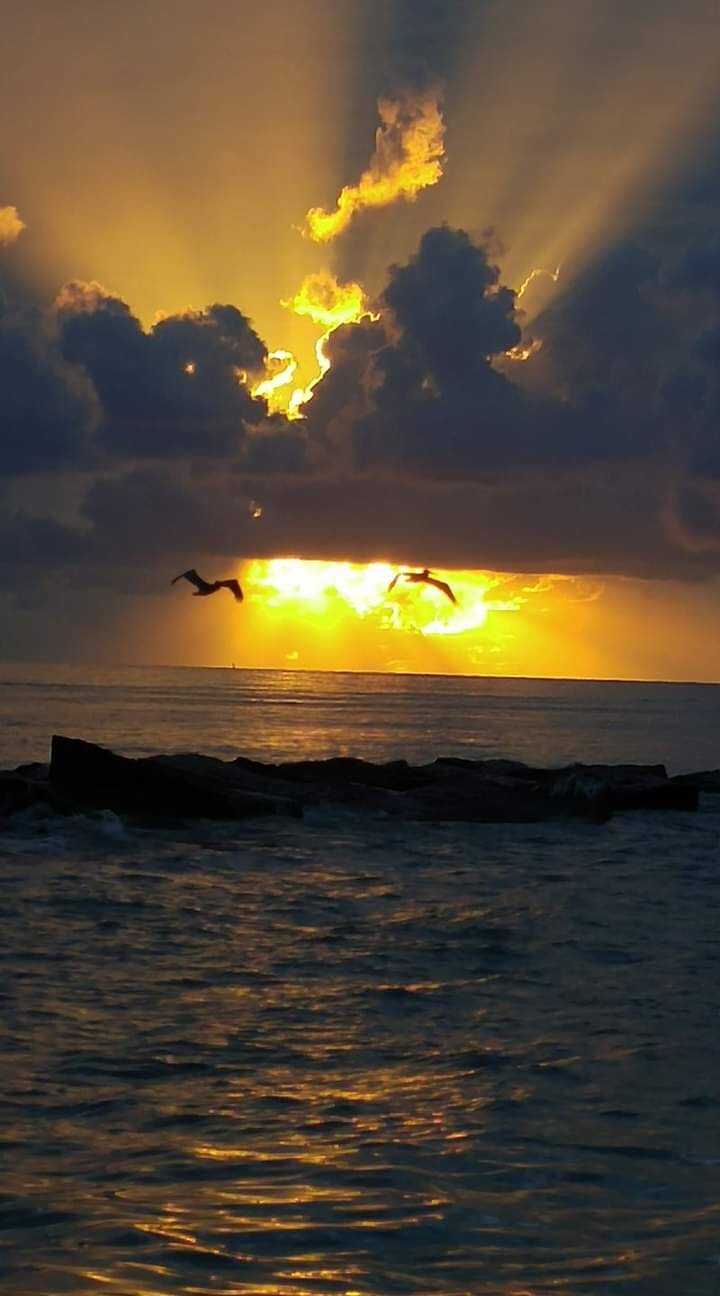 Sunrise at Galveston jetties