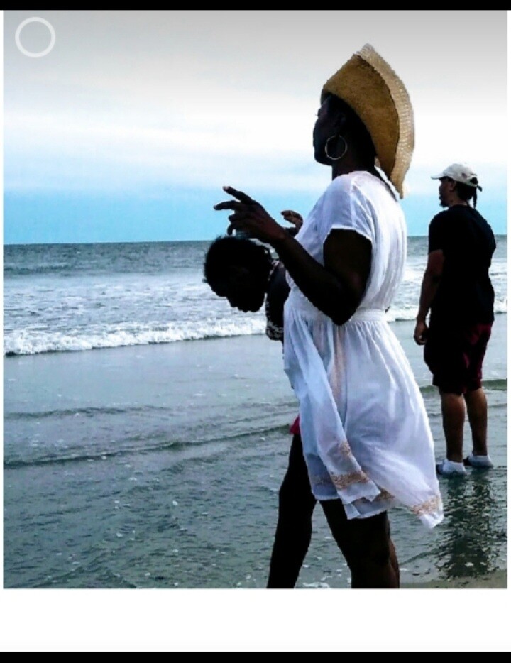 Sunset shadow on the beach