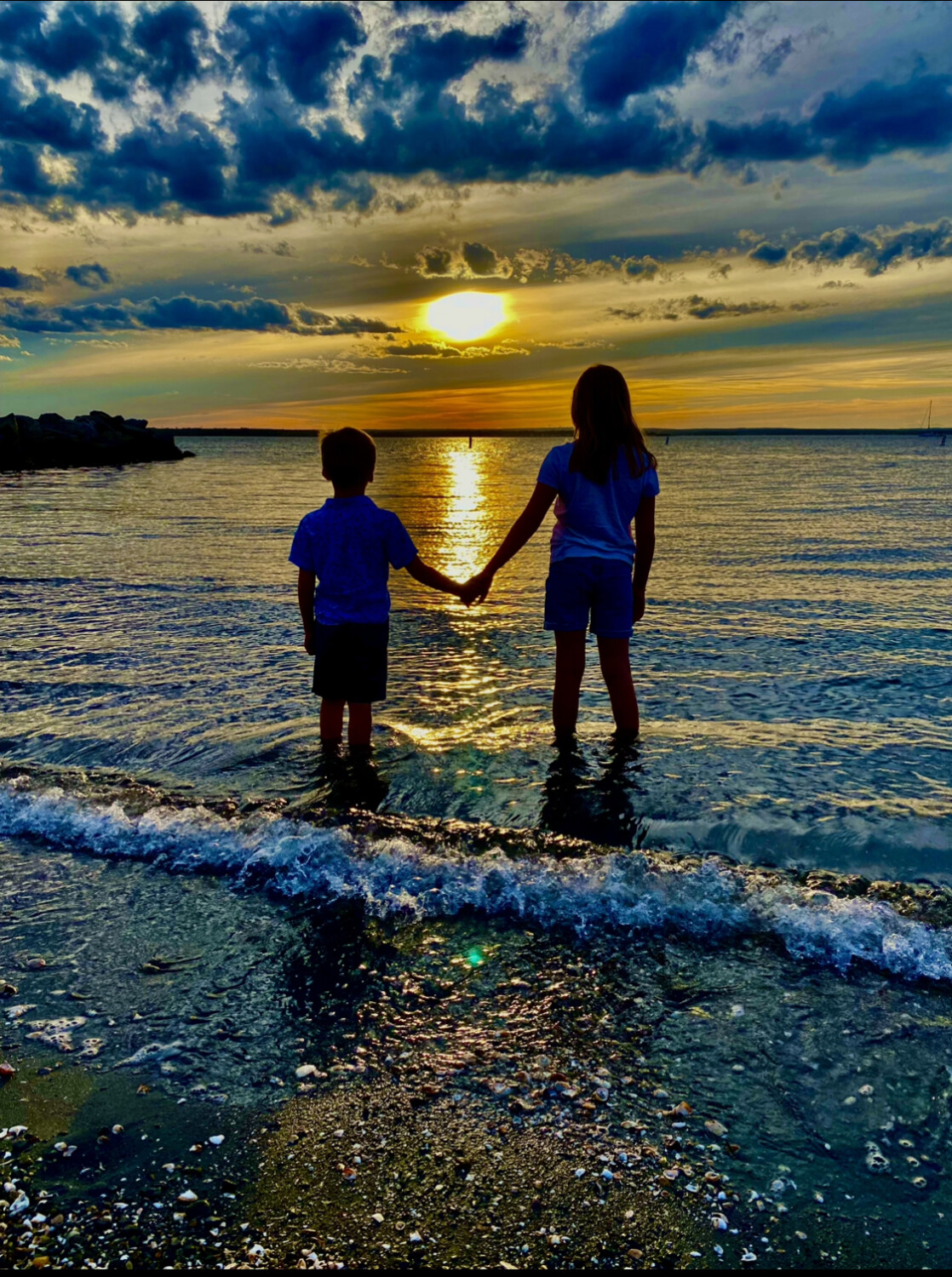 Grandkids at sunset