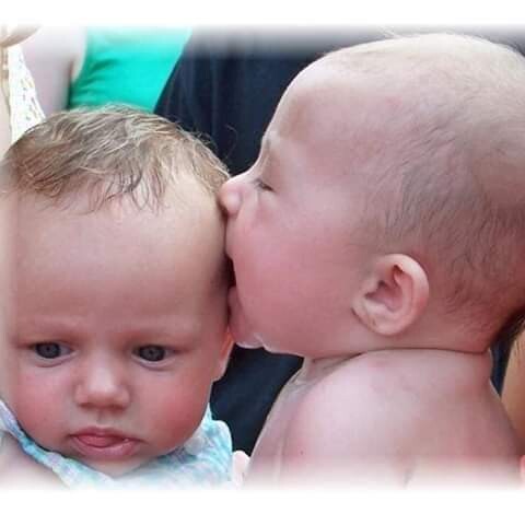 Baby cousin kisses