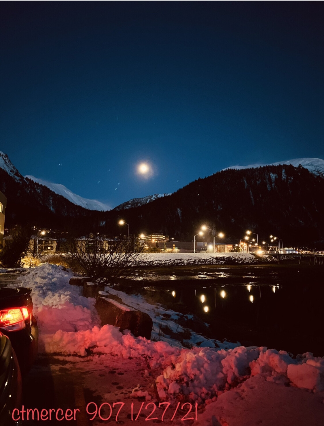 Juneau, Alaska winter moon.