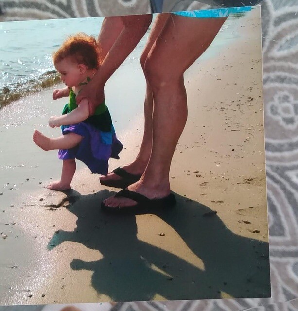 Nana and Dylan’s 1st steps in the ocean