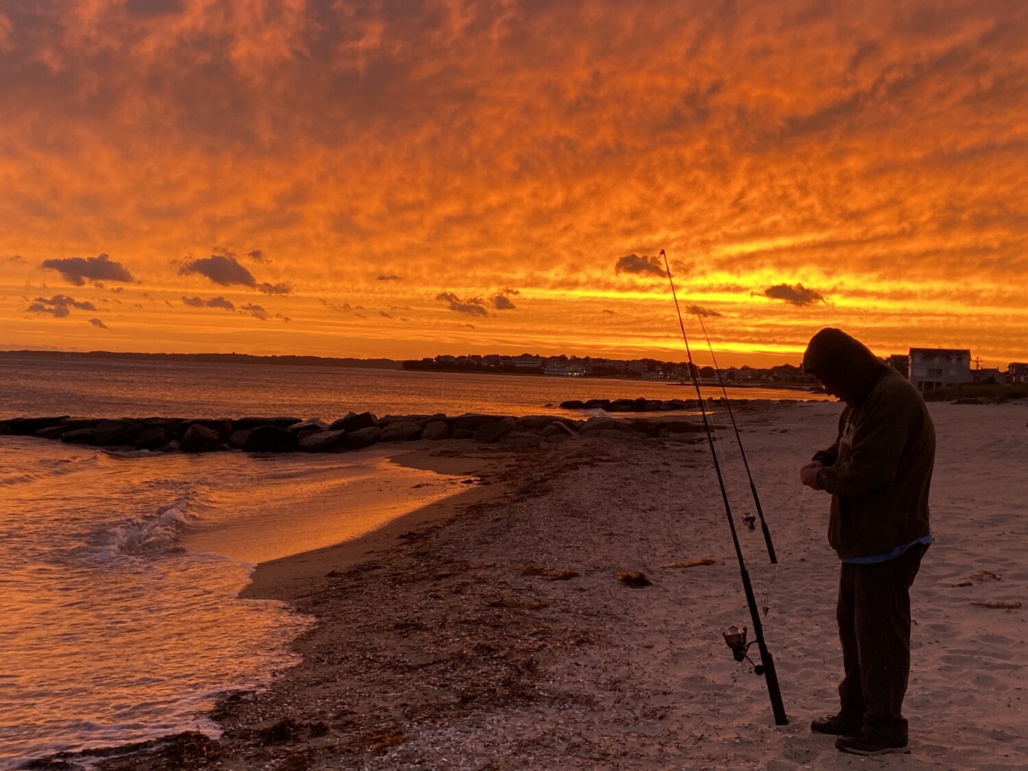 Sunset surf fishing