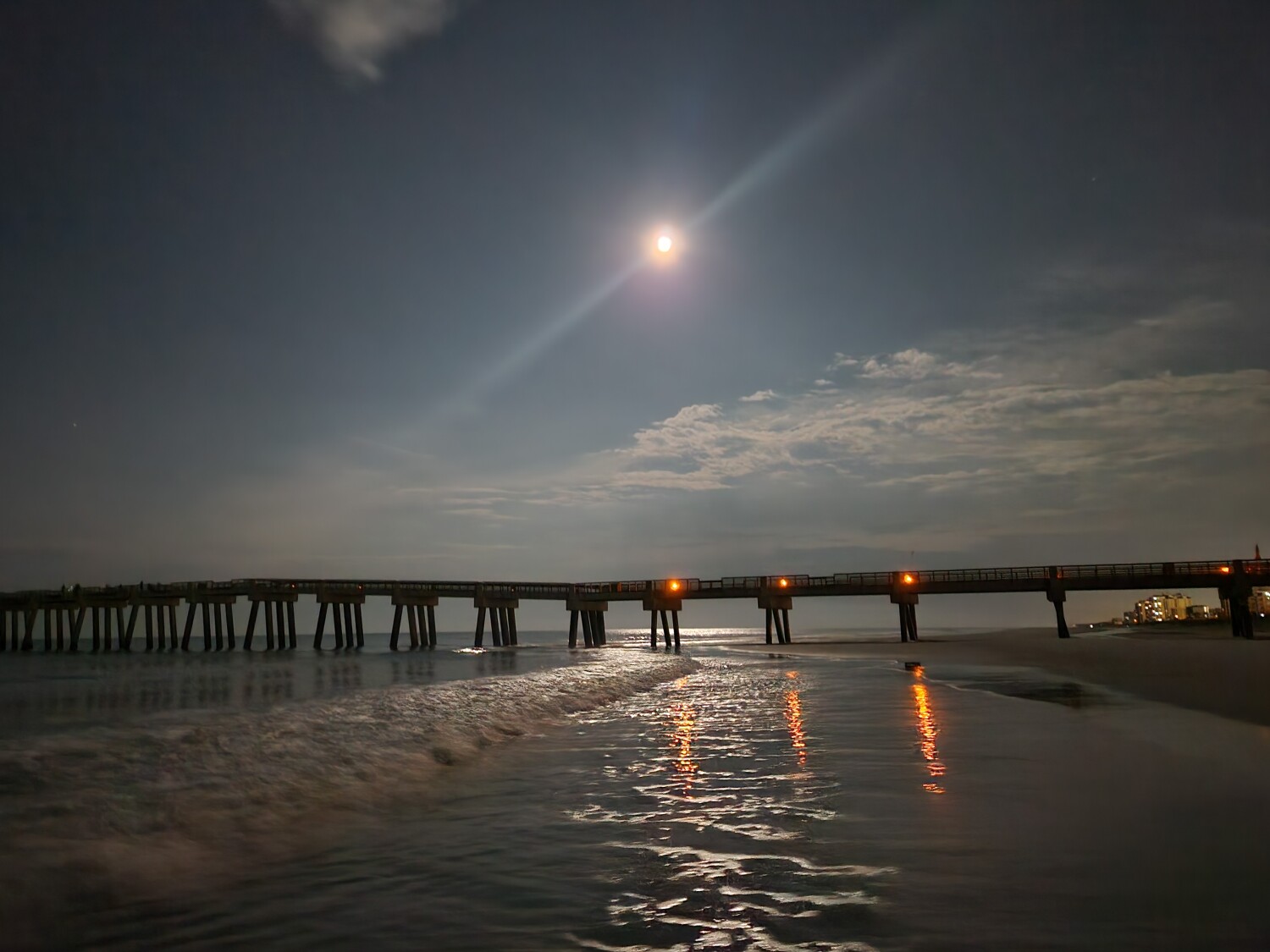 Full moon over Jacksonville Pier