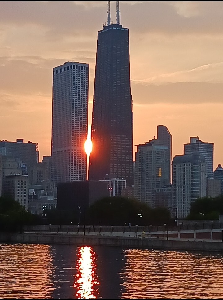 Summer sunset in chicago