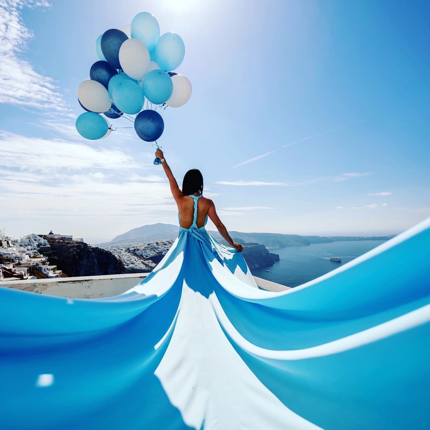 Flying Dress Blue Ballons