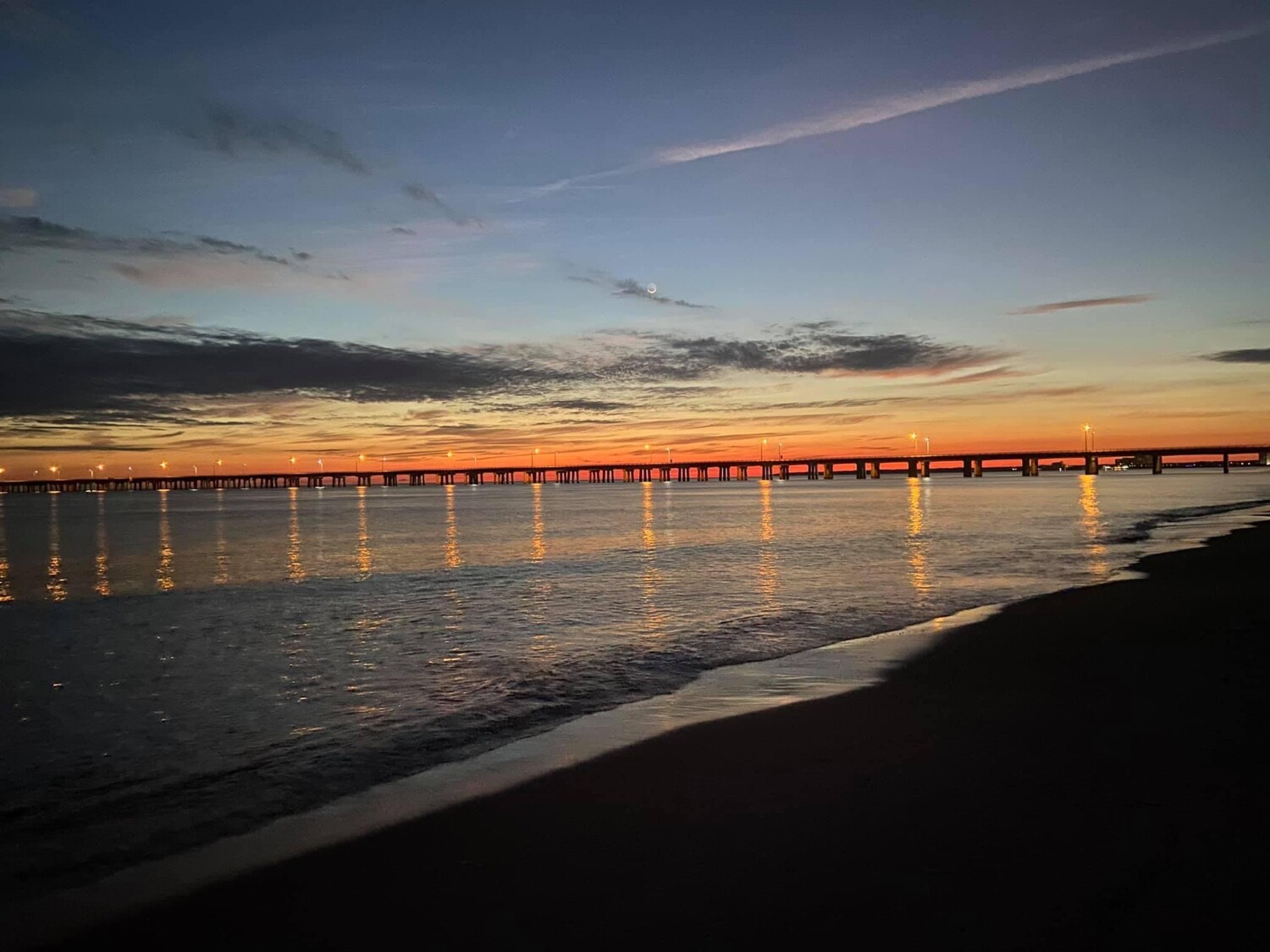 Chesapeake Bay Bridge at night