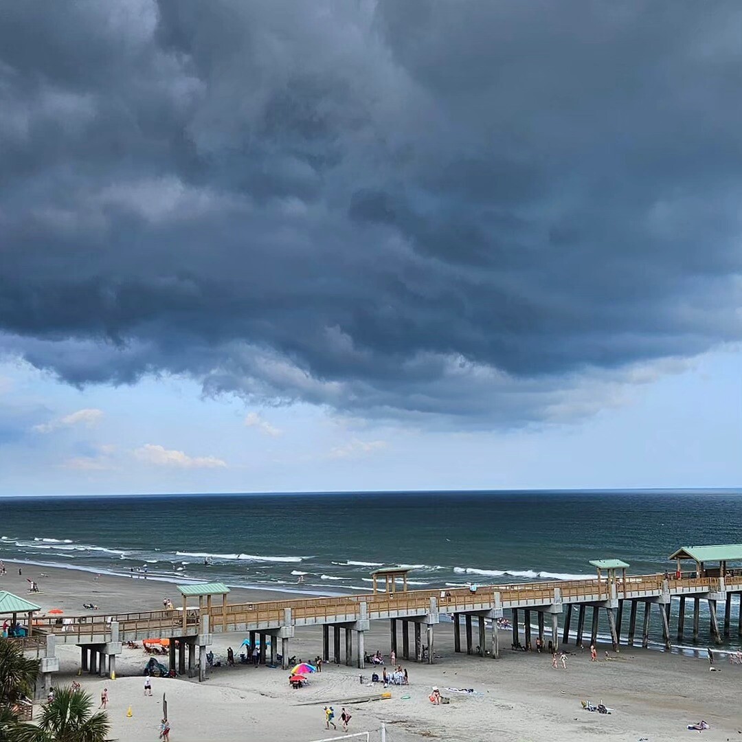 Storm clouds over the Folly Beach Pier, SC