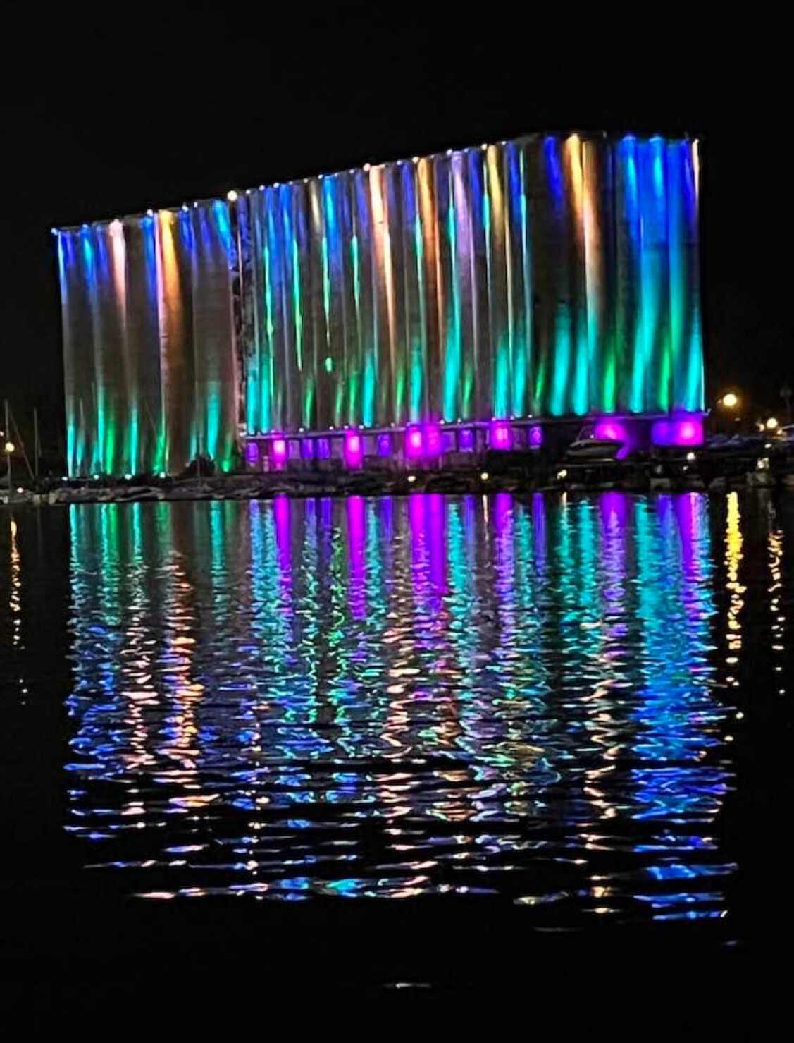 Illuminated  Grain Elevator at night