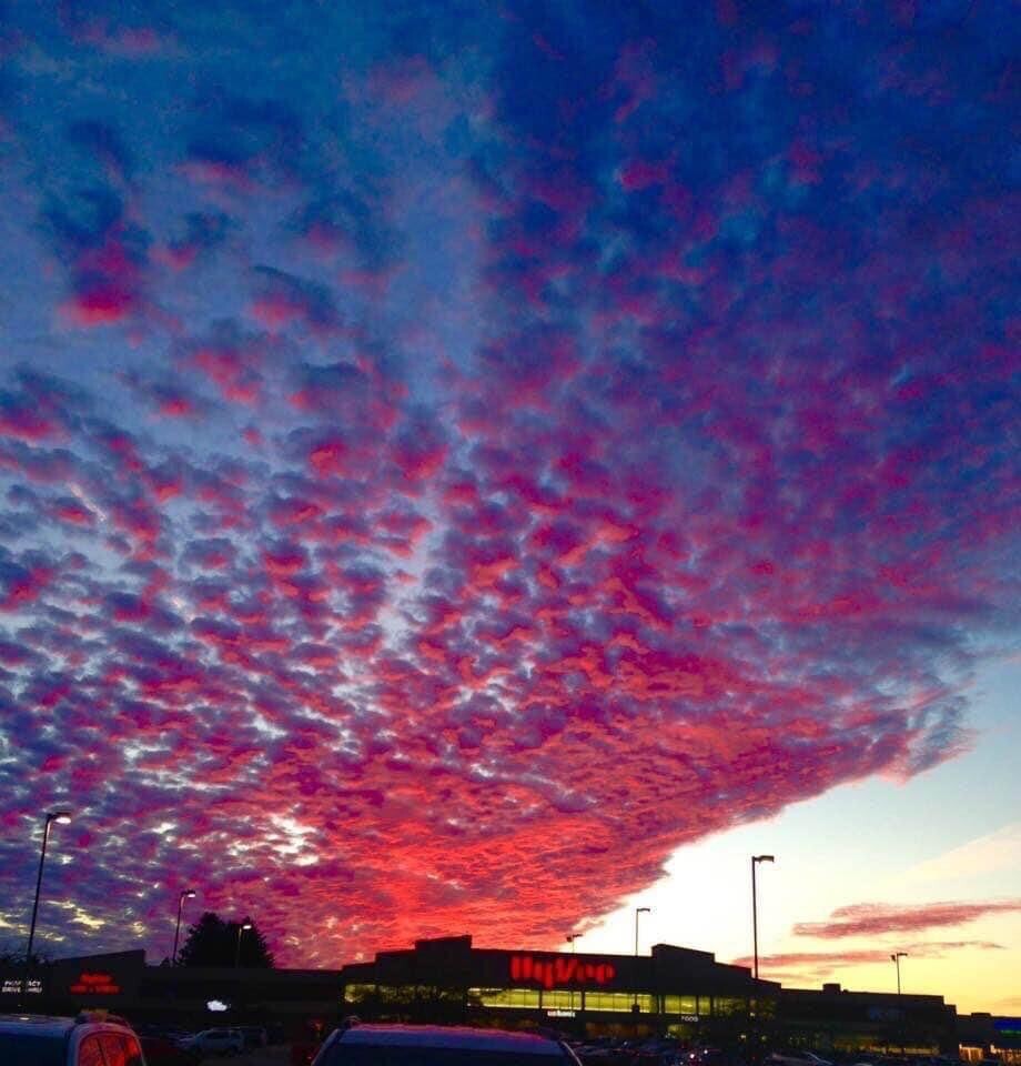 Beautiful clouds at dusk above Hy-Vee