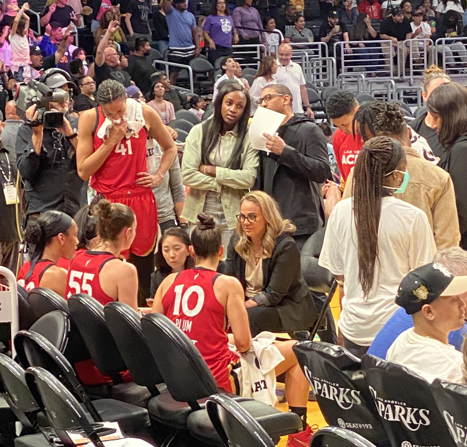 Coach Hammond giving instructions at halftime