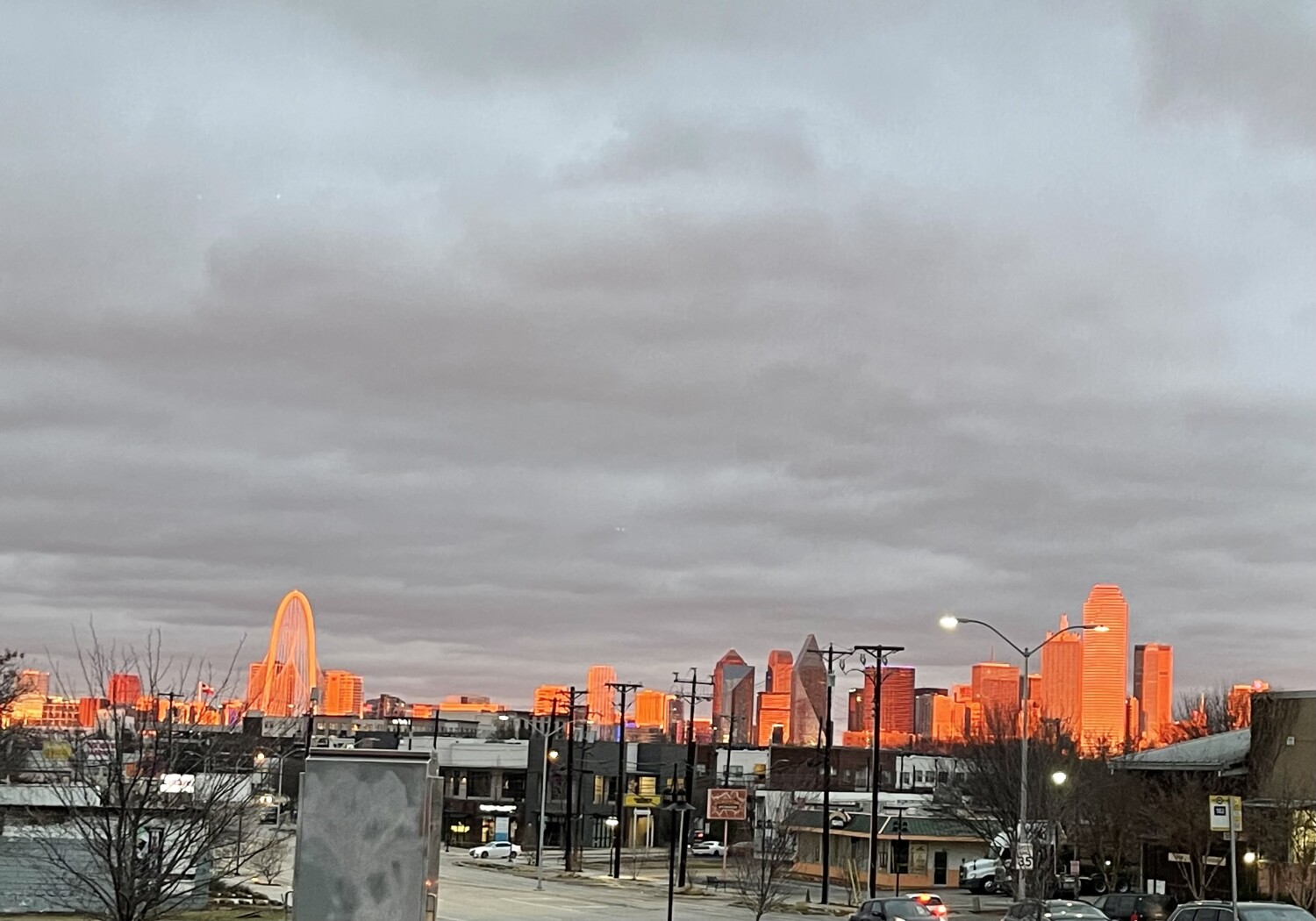 Dallas skyline at sunset