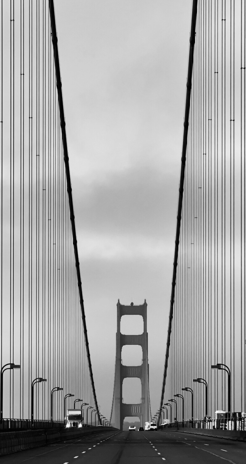 golden gate in b&w