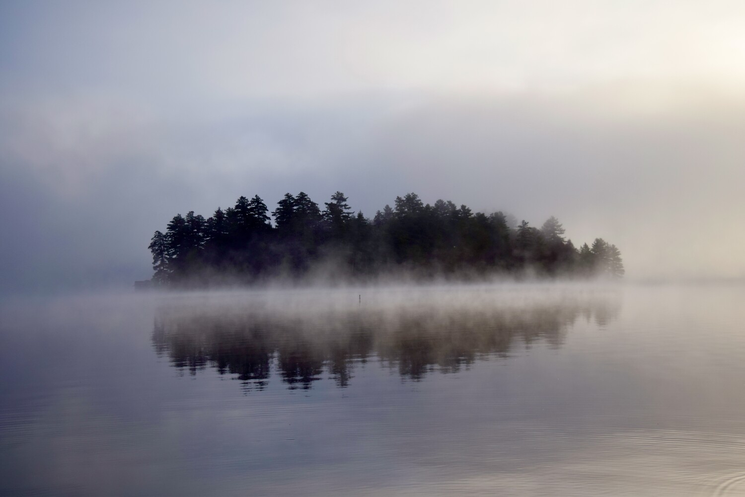Misty Morning at the Island in Seventh Lake
