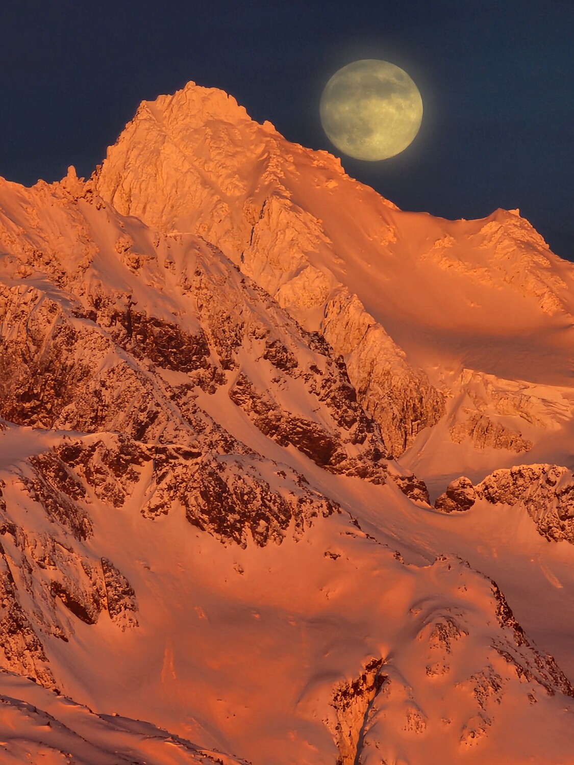 Moon over Sheridan Glacier