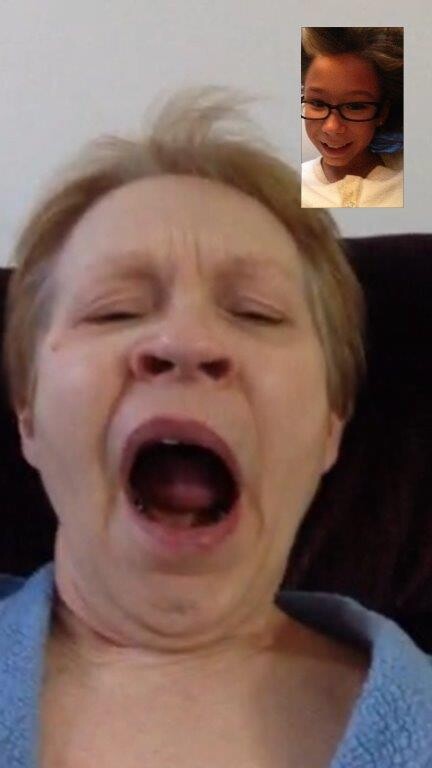 Yawn in a FaceTime call