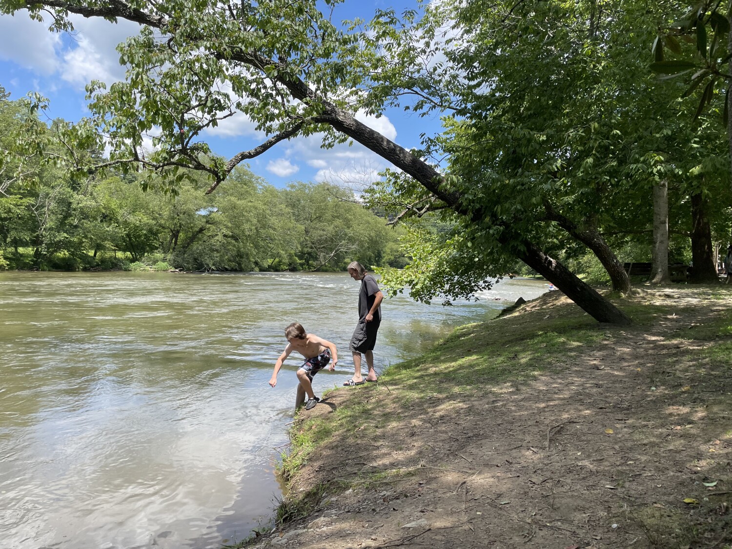 Dad and son at the Toccoa River