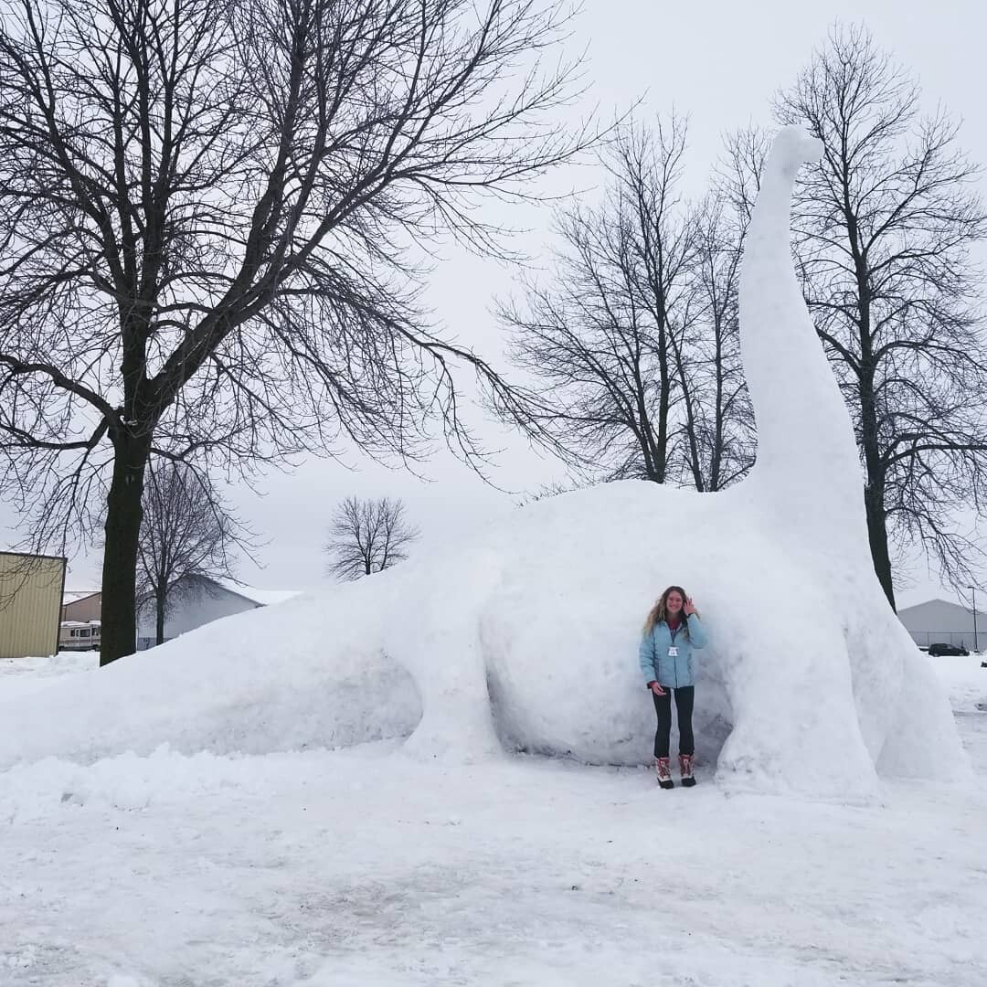 Dinosaur Snow Sculpture
