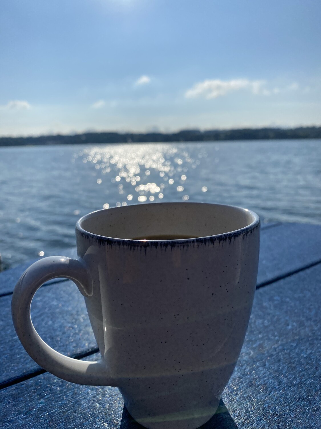 Morning coffee on the lake
