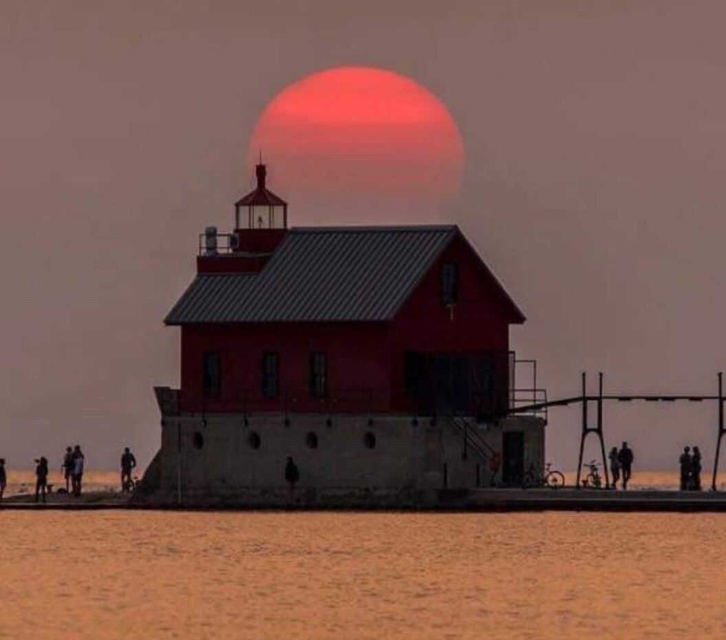 Sunset over Grand Haven Michigan