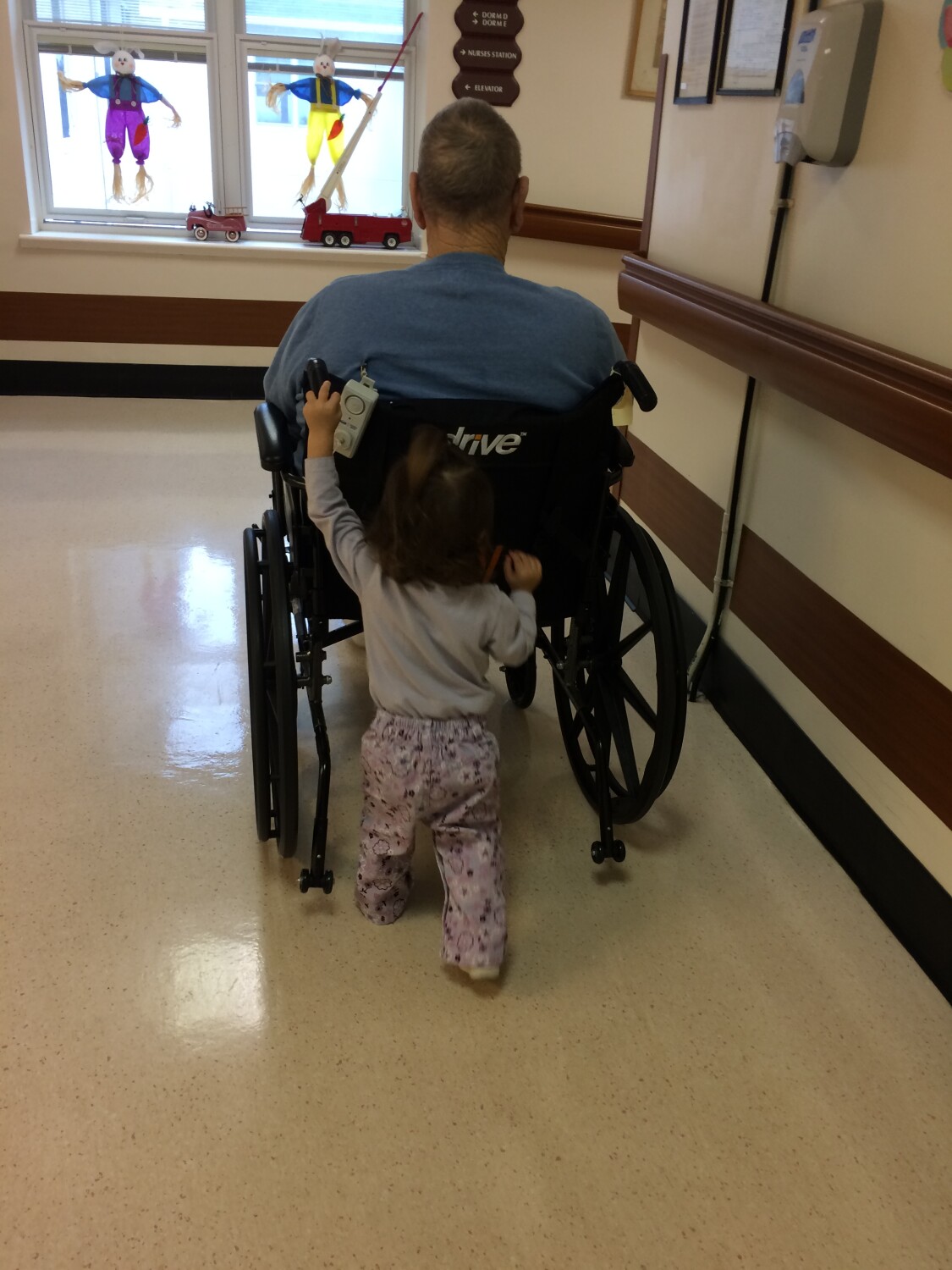 Helping grandpa granddaughter