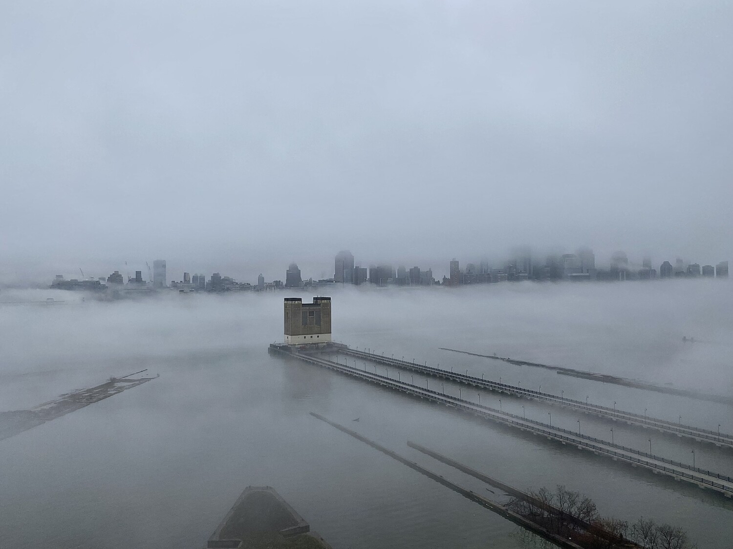 New York, Manhattan Within the Fog.