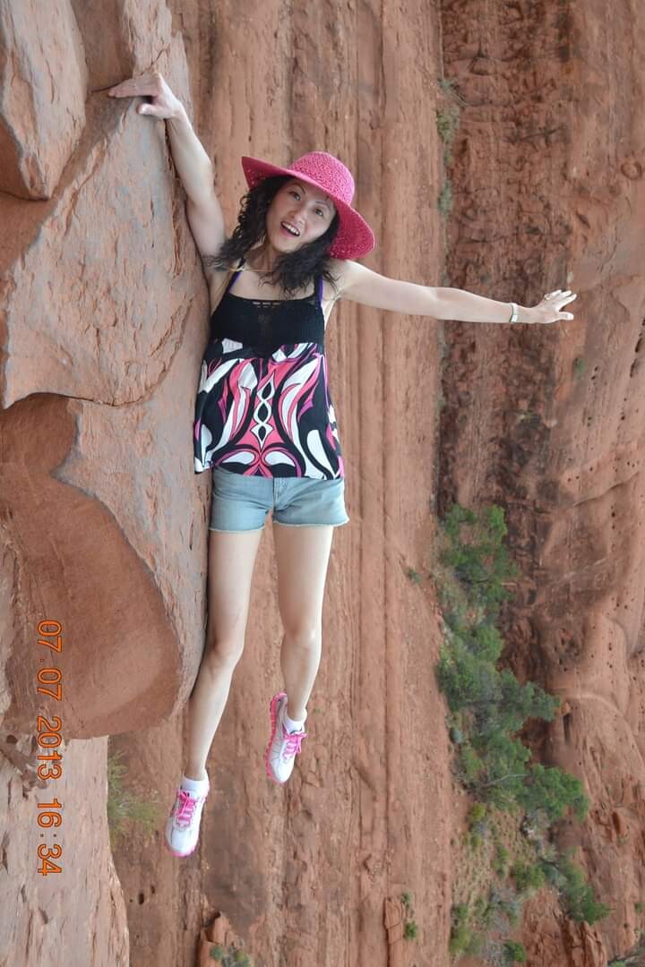 My Wife hanging with one hand!