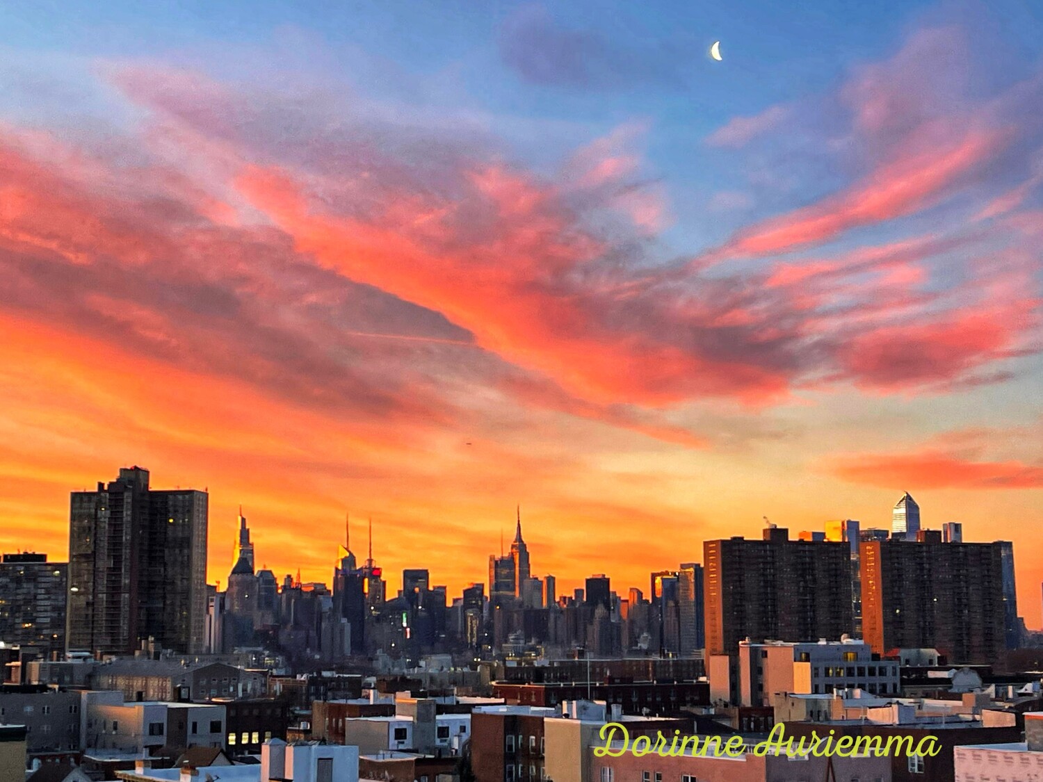 Sunrise, moonset on the Hudson