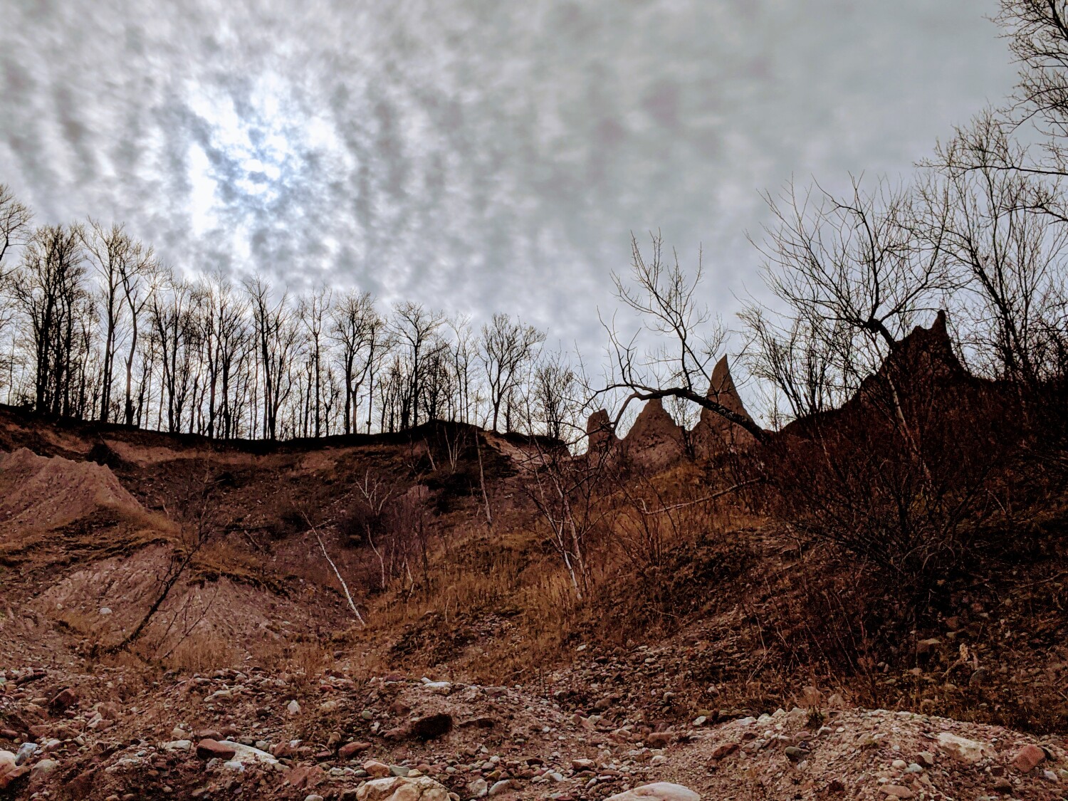 Ominous sky above Chimney Bluffs
