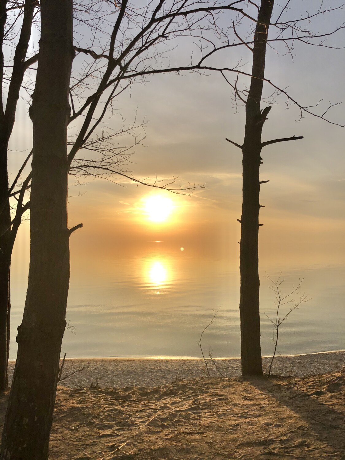 Calm Lake Michigan sunset