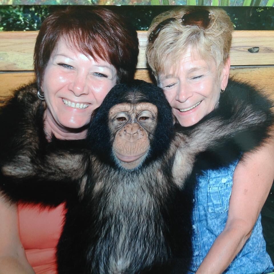 Girls and a monkey