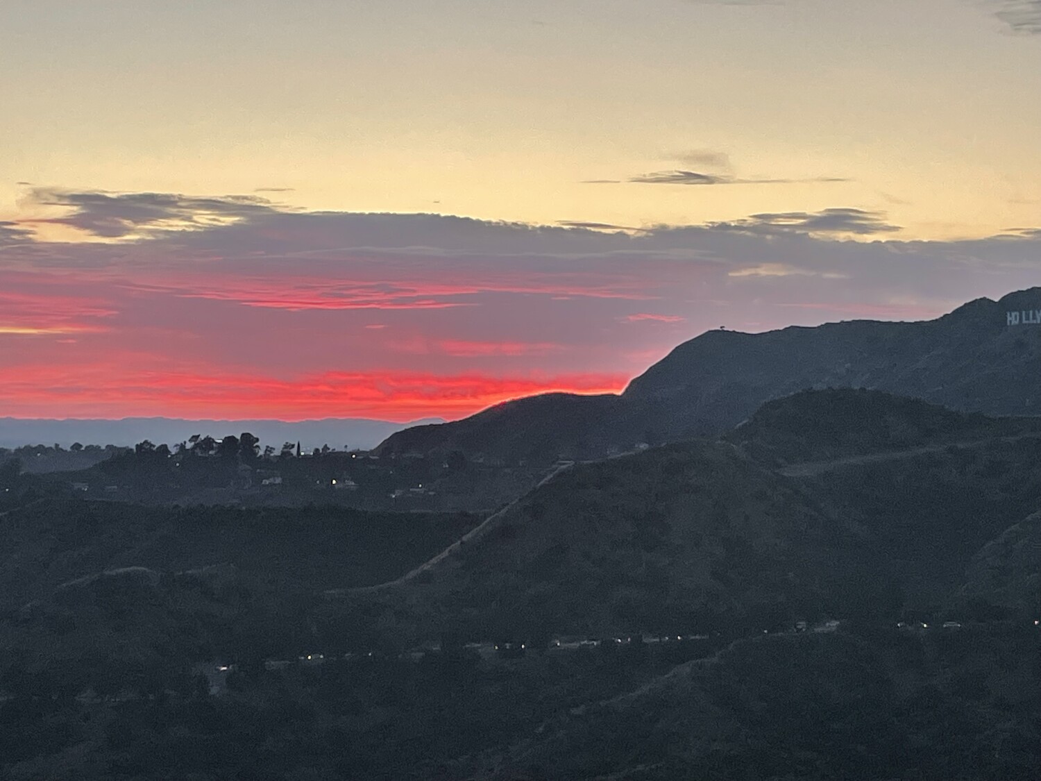Mountains and skies red. Magic monent