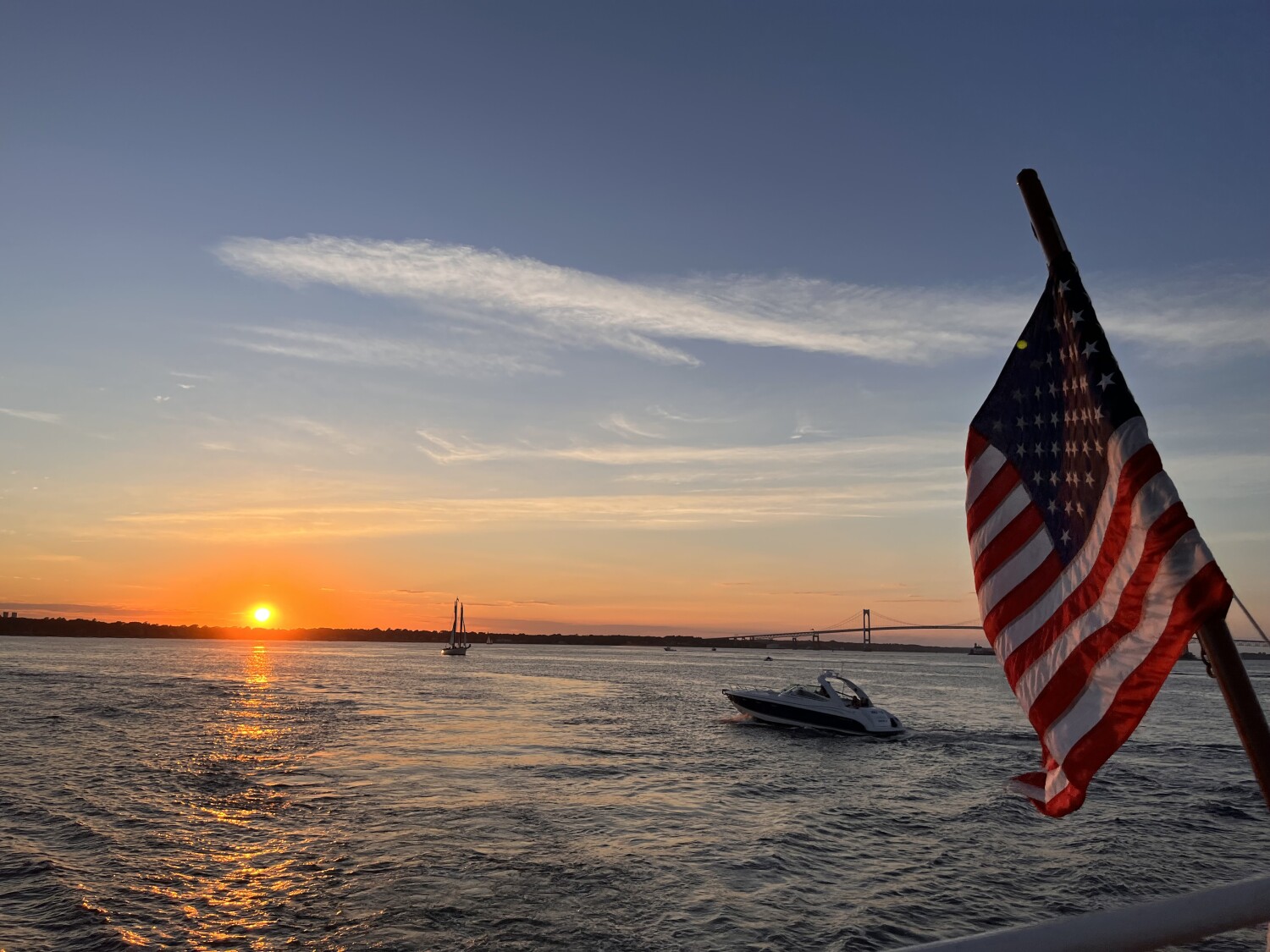 Sunset boat ride in Newport