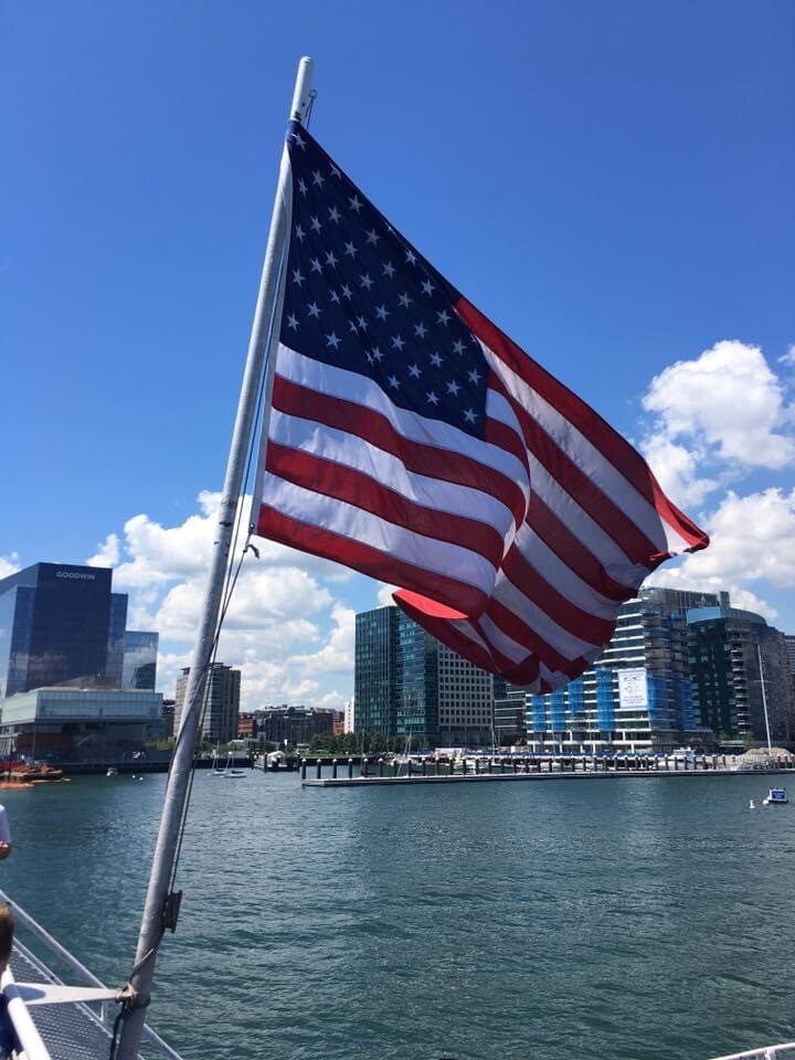 Old Glory over Boston Harbor