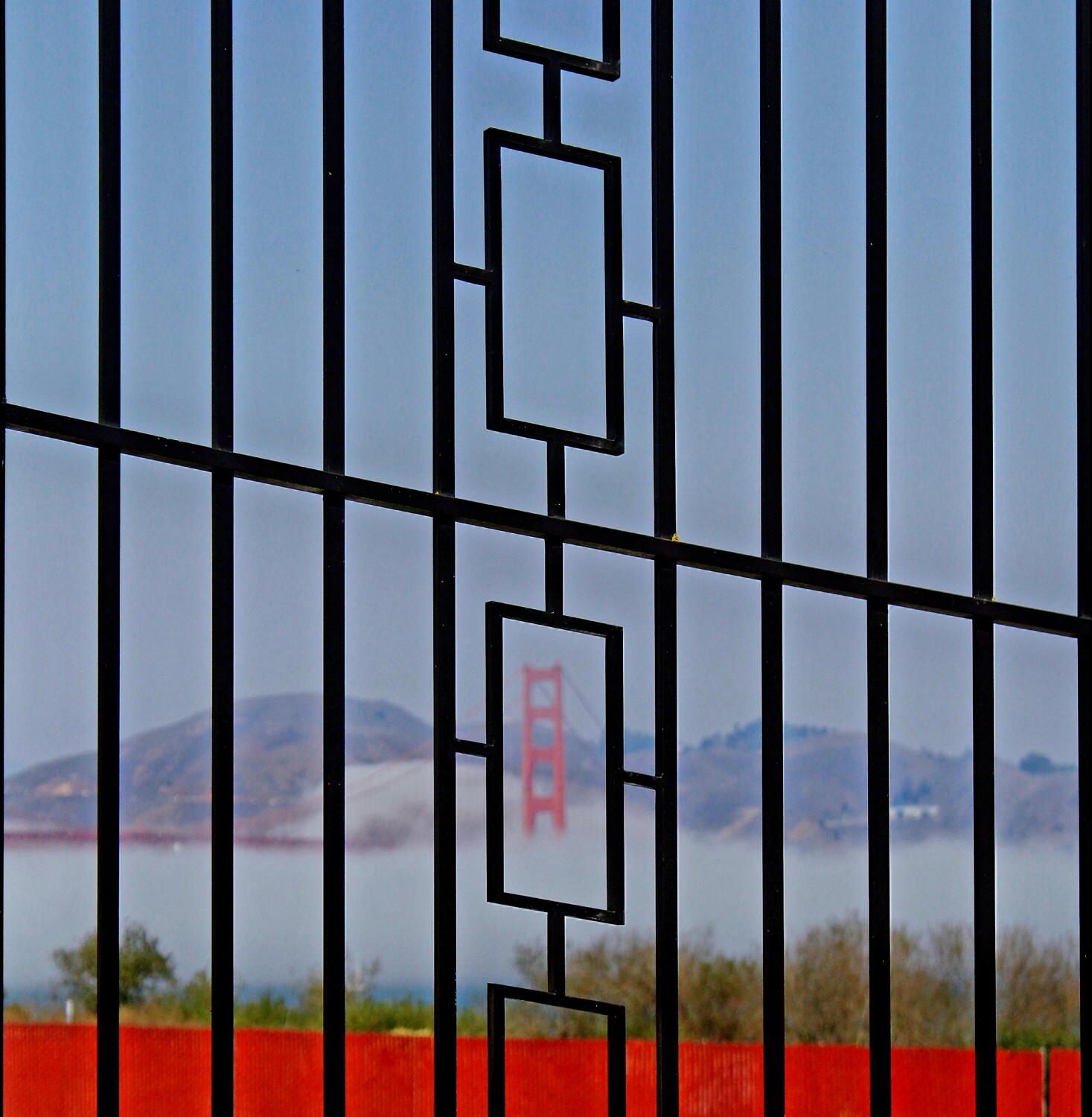 Framed Red Tower Bridge